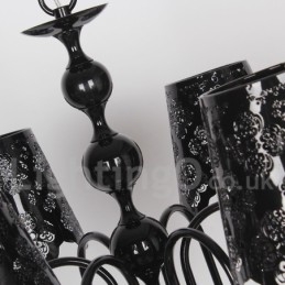 Lampadario moderno contemporaneo a 6 luci stile candela nero con cavo regolabile