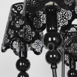 Lampadario moderno contemporaneo a 6 luci stile candela nero con cavo regolabile
