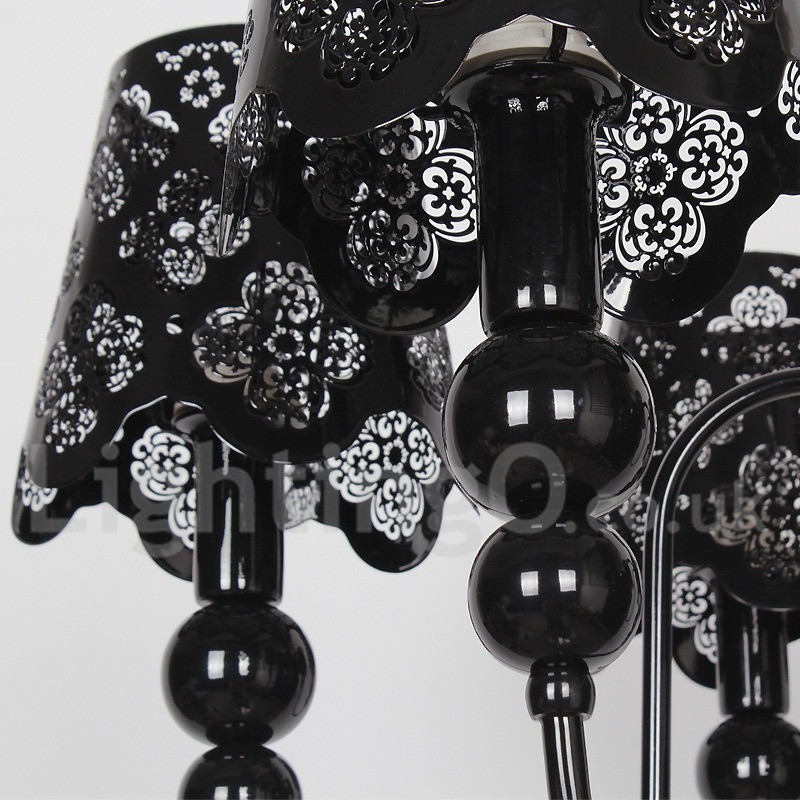 Lampadario moderno contemporaneo a 6 luci stile candela nero con cavo regolabile