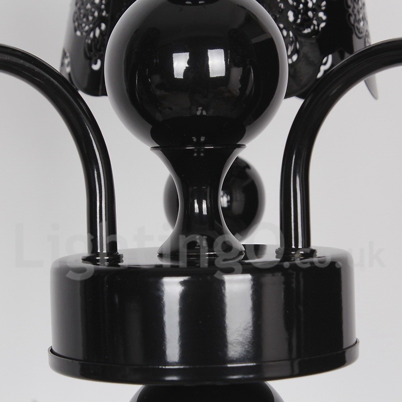 Lampadario moderno contemporaneo a 3 luci stile candela nero con cavo regolabile