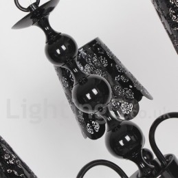 Lampadario moderno contemporaneo a 3 luci stile candela nero con cavo regolabile