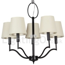 Lampadario moderno a 5 luci stile candela con paralumi in tessuto E14