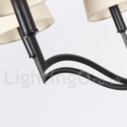Lampadario moderno a 5 luci stile candela con paralumi in tessuto E14
