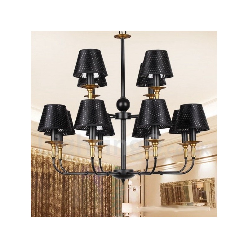 Lampadario rustico retrò a candela a 2 livelli con 12 luci