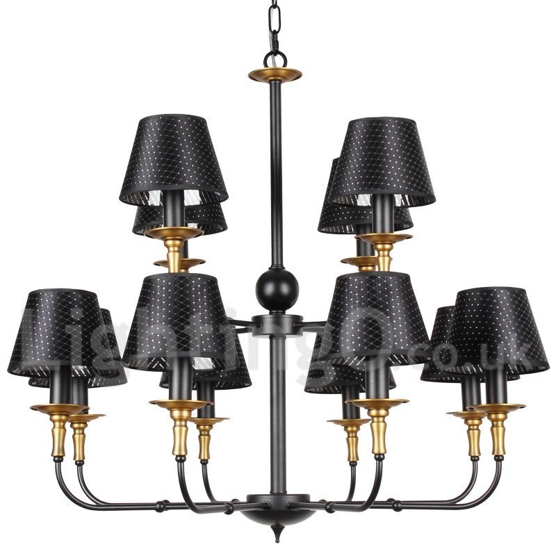 Lampadario rustico retrò a candela a 2 livelli con 12 luci
