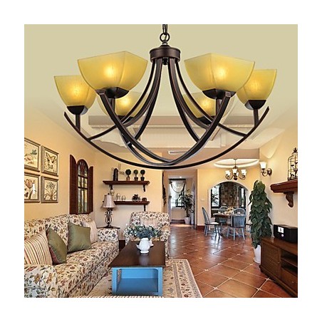 Lampadario classico vintage 6 luci in metallo e vetro