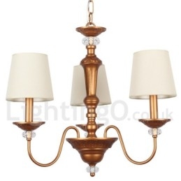 Lampadario retrò a 3 luci con paralumi in tessuto E14