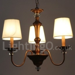 Lampadario retrò a 3 luci con paralumi in tessuto E14