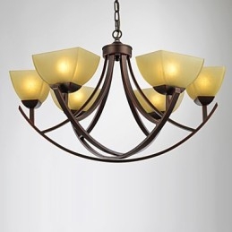 Lampadario classico vintage 6 luci in metallo e vetro