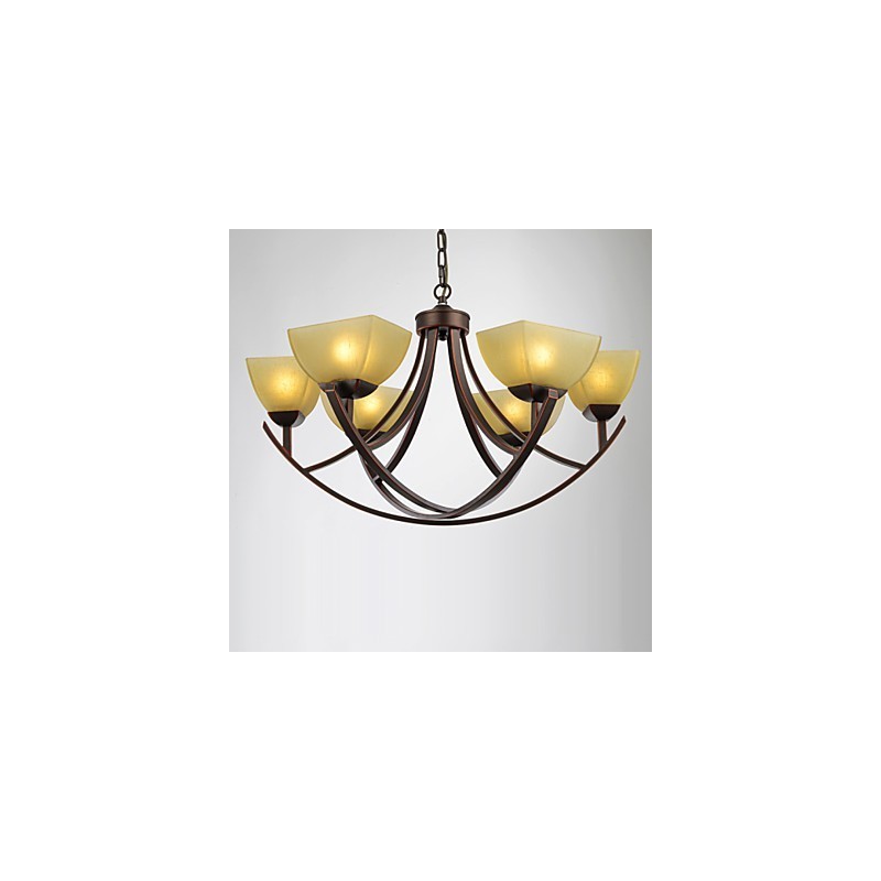 Lampadario classico vintage 6 luci in metallo e vetro