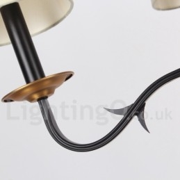 Lampadario retrò vintage a 4 luci con paralumi in tessuto