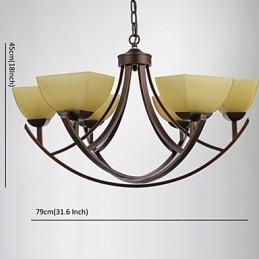Lampadario classico vintage 6 luci in metallo e vetro