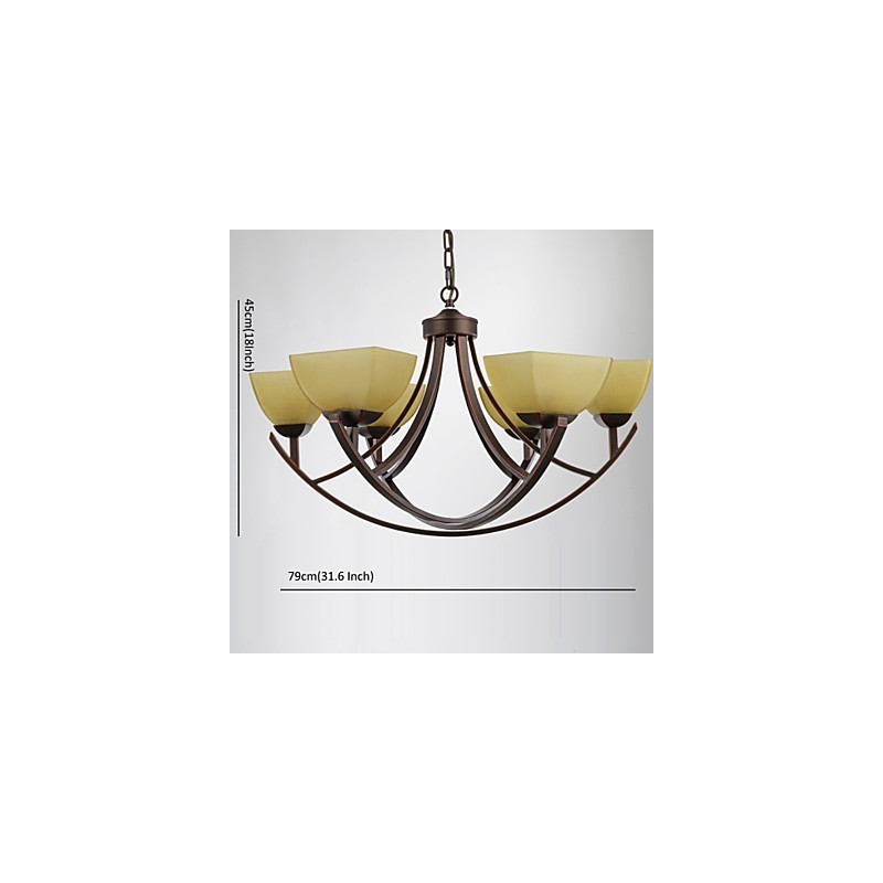 Lampadario classico vintage 6 luci in metallo e vetro