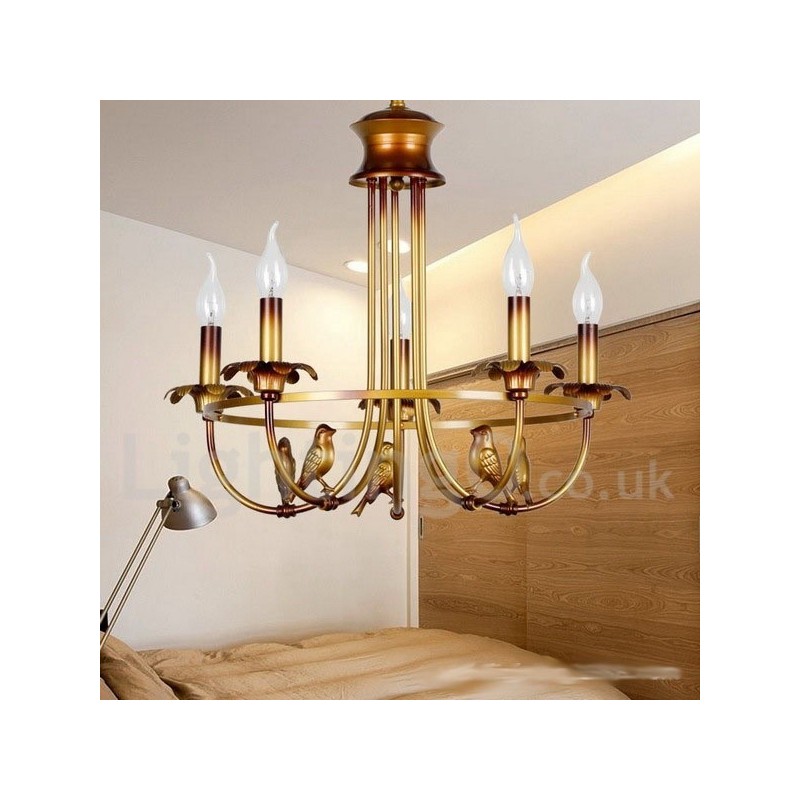 Lampadario retrò/vintage a 5 luci E14 in acciaio