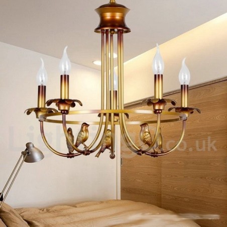 Lampadario retrò/vintage a 5 luci E14 in acciaio