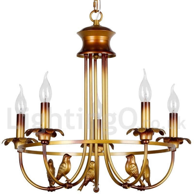 Lampadario retrò/vintage a 5 luci E14 in acciaio