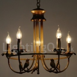 Lampadario retrò/vintage a 5 luci E14 in acciaio
