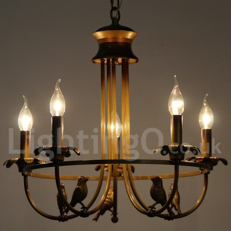 Lampadario retrò/vintage a 5 luci E14 in acciaio