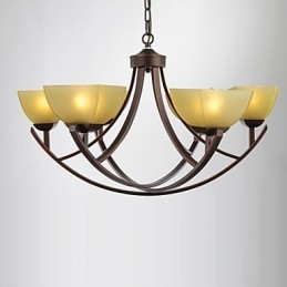 Lampadario classico vintage 6 luci in metallo e vetro