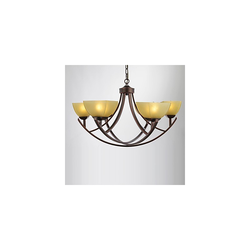 Lampadario classico vintage 6 luci in metallo e vetro