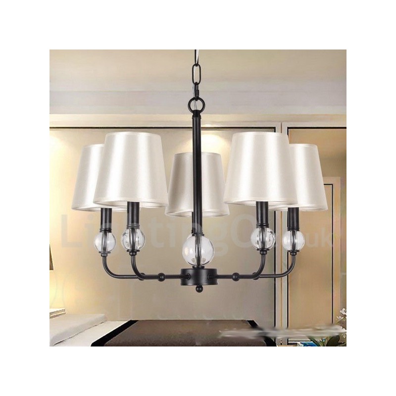 Lampadario a candela contemporaneo nero retrò rustico a 5 luci