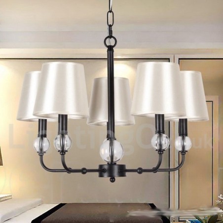 Lampadario a candela contemporaneo nero retrò rustico a 5 luci