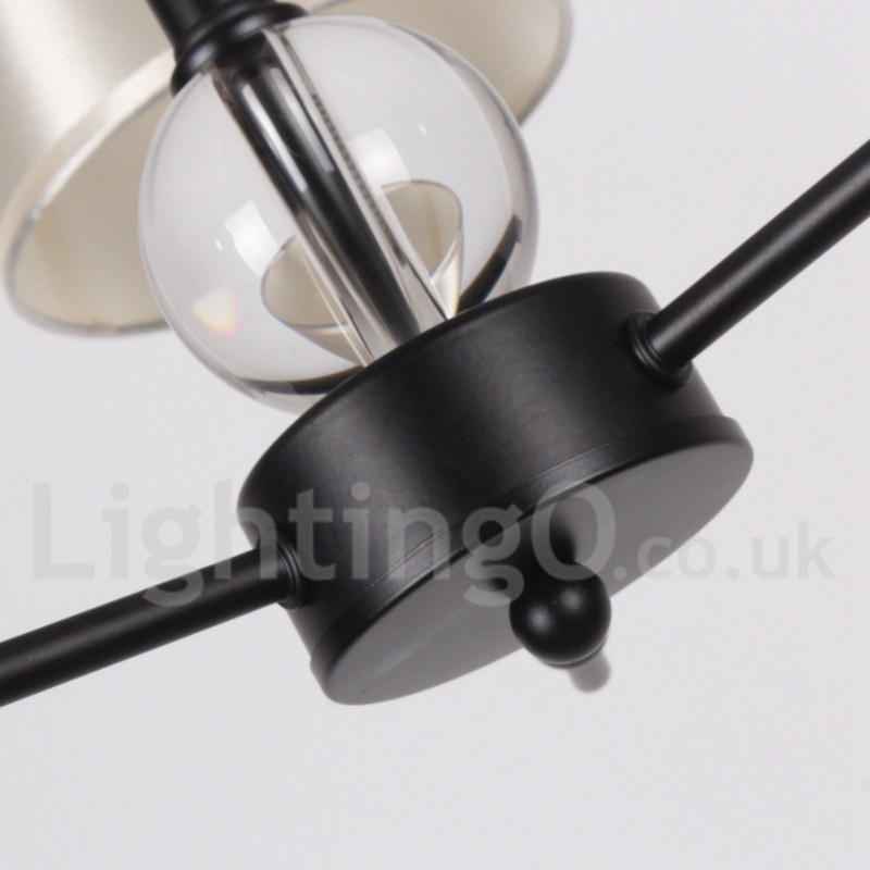 Lampadario a 3 luci stile candela moderno nero con paralumi in tessuto E14