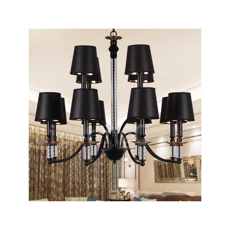 Lampadario retrò nero a 12 luci E14