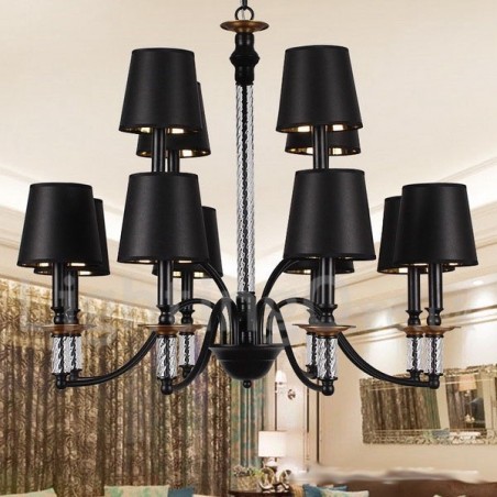 Lampadario retrò nero a 12 luci E14
