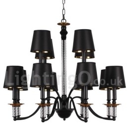 Lampadario retrò nero a 12 luci E14