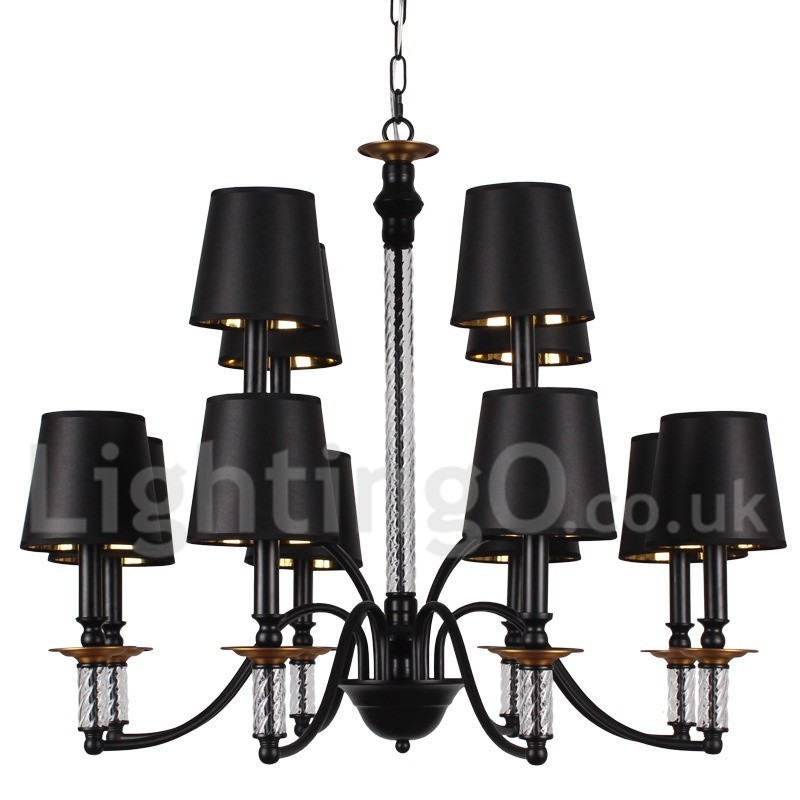 Lampadario retrò nero a 12 luci E14