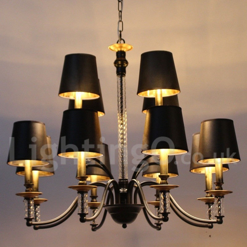 Lampadario retrò nero a 12 luci E14