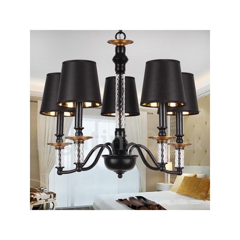 Lampadario retrò/vintage a 5 luci nero in stile candela