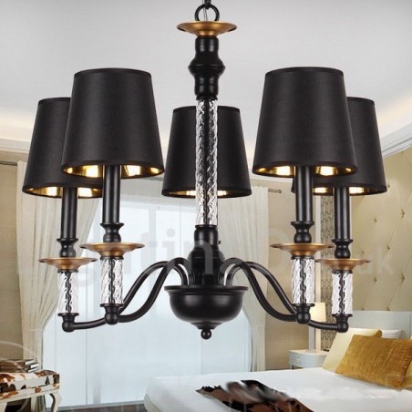Lampadario retrò/vintage a 5 luci nero in stile candela