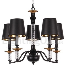 Lampadario retrò/vintage a 5 luci nero in stile candela