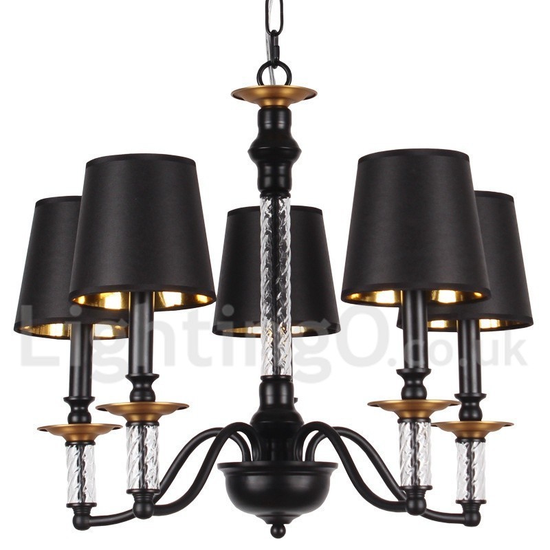 Lampadario retrò/vintage a 5 luci nero in stile candela
