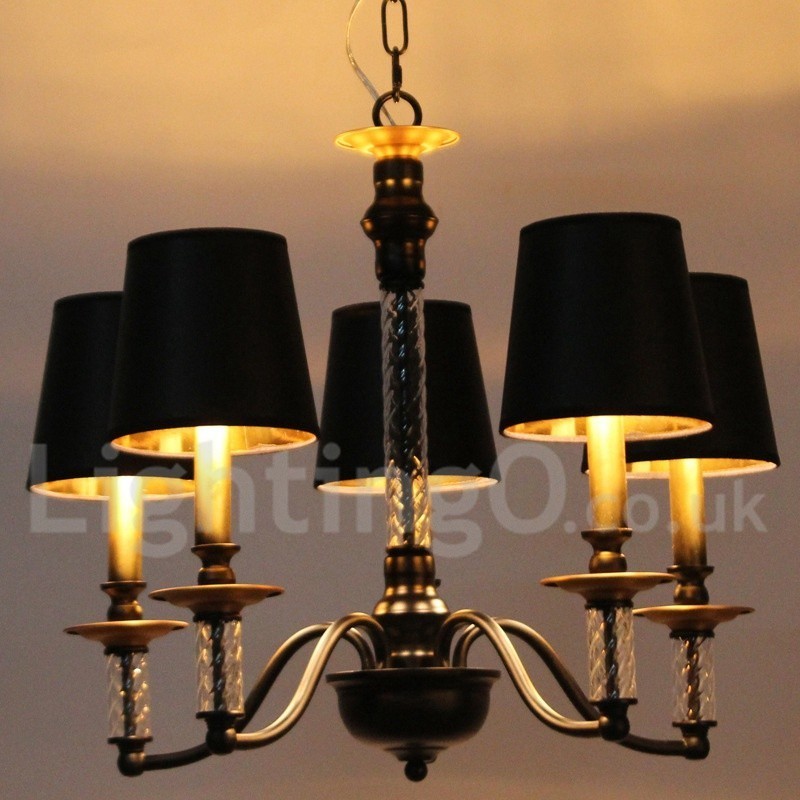 Lampadario retrò/vintage a 5 luci nero in stile candela