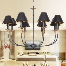 Lampadario a 8 luci in stile candela retrò nero