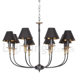 Lampadario a 8 luci in stile candela retrò nero