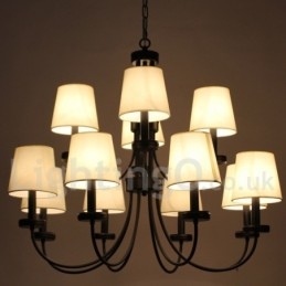 Lampadario a 12 luci stile candela retrò/vintage a 2 livelli nero