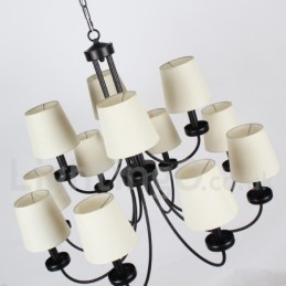 Lampadario a 12 luci stile candela retrò/vintage a 2 livelli nero