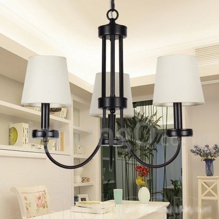 Lampadario a 3 luci in stile candela nero retrò contemporaneo