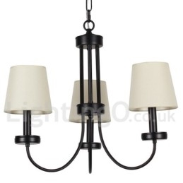 Lampadario a 3 luci in stile candela nero retrò contemporaneo