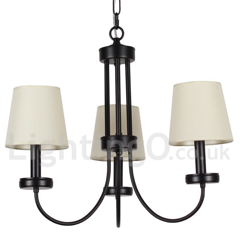 Lampadario a 3 luci in stile candela nero retrò contemporaneo