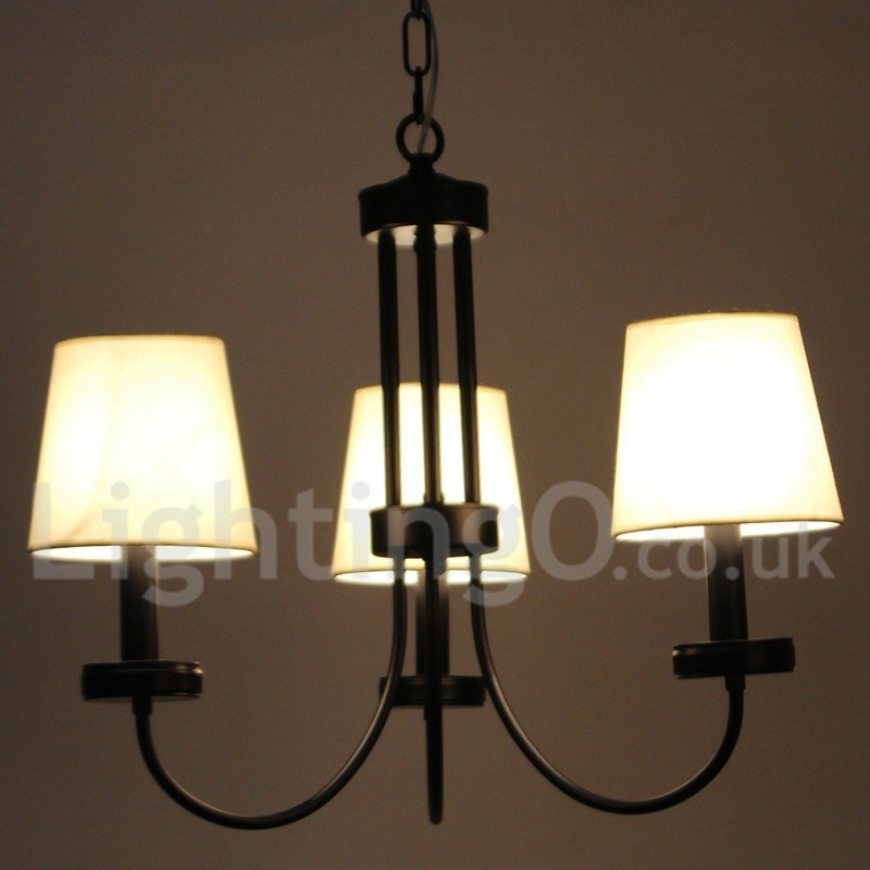 Lampadario a 3 luci in stile candela nero retrò contemporaneo