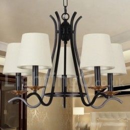 Lampadario a 5 luci stile candela retrò nero E14