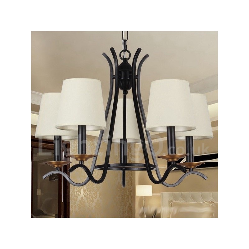 Lampadario a 5 luci stile candela retrò nero E14