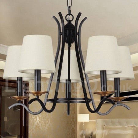 Lampadario a 5 luci stile candela retrò nero E14
