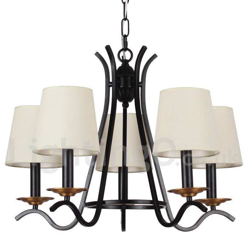 Lampadario a 5 luci stile candela retrò nero E14