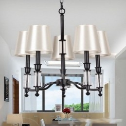 Lampadario a 5 luci nero a 2 livelli in stile retrò, a candela